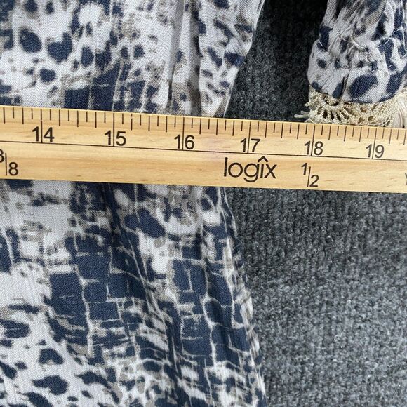 Express Dress Womens M Gray Print V-Neck Hi Low Ladies Cottagecore Boho Peasant - Picture 11 of 12